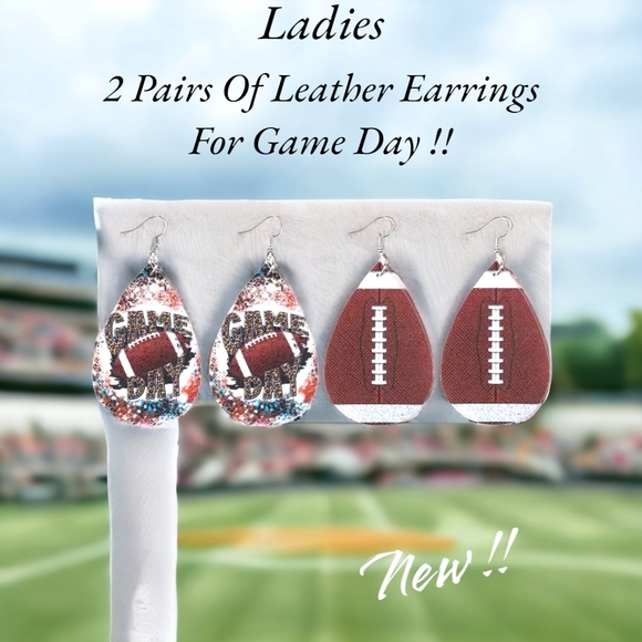 A Just-Jen Fav!!💖 2 Pairs of Women's Leather Game Day Football Earrings!!🏈💖 - Picture 4 of 16